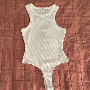 White ribbed sleeveless bodysuit
